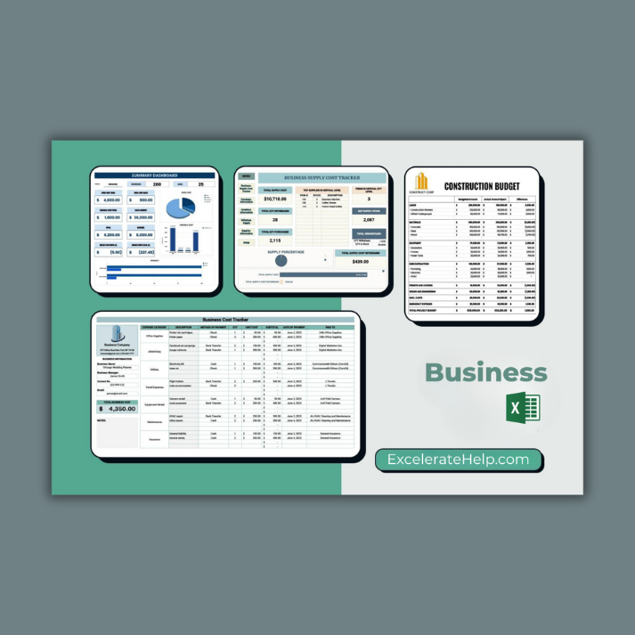 Starter Plan Access– Instant 140+ Excel Templates